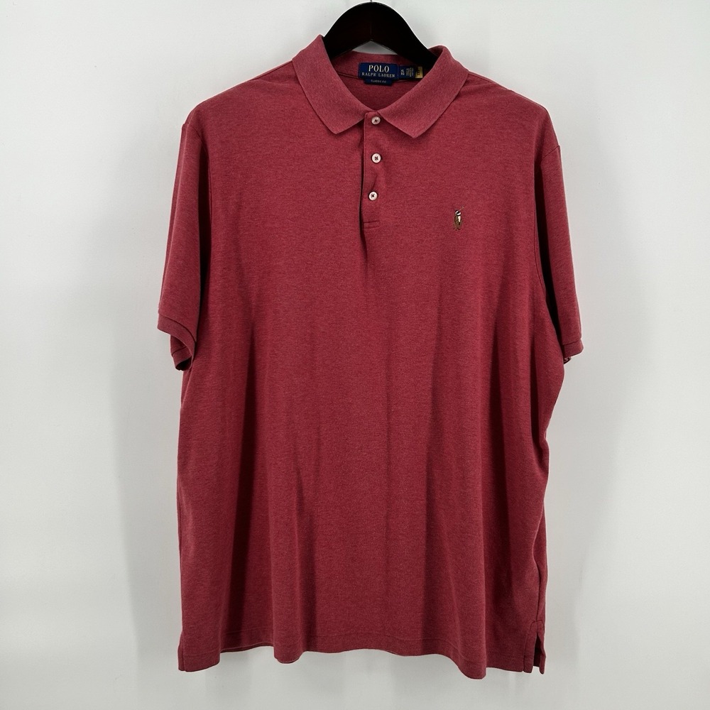 Polo Ralph Lauren Polo Shirt Mens XL Heather Red Cotton Classic Fit Flesh Pony